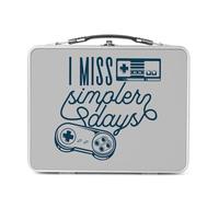 Fabulous Lunch Box Métal Argenté pour Sandwich et Snack - I Miss Simpler Days Jeux Vidéo Retro Gaming Arcade - Boîte à Goûter Aluminium Gamelle Rigide Style Rétro Imprimée en France