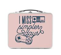Fabulous Lunch Box Métal Argenté pour Sandwich et Snack - I Miss Simpler Days Jeux Vidéo Retro Gaming Arcade - Boîte à Goûter Aluminium Gamelle Rigide Style Rétro Imprimée en France