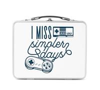 Fabulous Lunch Box Métal Argenté pour Sandwich et Snack - I Miss Simpler Days Jeux Vidéo Retro Gaming Arcade - Boîte à Goûter Aluminium Gamelle Rigide Style Rétro Imprimée en France