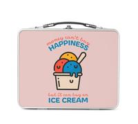 Fabulous Lunch Box Métal Argenté pour Sandwich et Snack - Ice Cream - Money Can't Buy Happiness Sun Summer Boîte à Goûter Aluminium Gamelle Rigide Style Rétro Imprimée en France