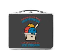 Fabulous Lunch Box Métal Argenté pour Sandwich et Snack - Ice Cream - Money Can't Buy Happiness Sun Summer Boîte à Goûter Aluminium Gamelle Rigide Style Rétro Imprimée en France