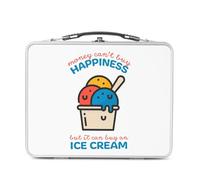 Fabulous Lunch Box Métal Argenté pour Sandwich et Snack - Ice Cream - Money Can't Buy Happiness Sun Summer Boîte à Goûter Aluminium Gamelle Rigide Style Rétro Imprimée en France