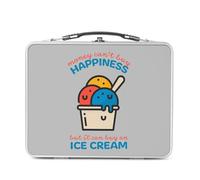 Fabulous Lunch Box Métal Argenté pour Sandwich et Snack - Ice Cream - Money Can't Buy Happiness Sun Summer Boîte à Goûter Aluminium Gamelle Rigide Style Rétro Imprimée en France