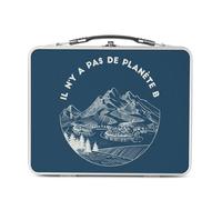 Fabulous Lunch Box Métal Argenté pour Sandwich et Snack - Il n'y a pas de planète B Écologie Environnement Biodiversité - Boîte à Goûter Aluminium Gamelle Rigide Style Rétro Imprimée en France