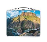 Fabulous Lunch Box Métal Argenté pour Sandwich et Snack - Iles Canaries Espagne Montagne/Unesco Patrimoine Mondiale - Boîte à Goûter Aluminium Gamelle Rigide Style Rétro Imprimée en France