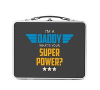Fabulous Lunch Box Métal Argenté pour Sandwich et Snack - I'm a Daddy, what's your Super Power? - Boîte à Goûter Aluminium Gamelle Rigide Style Rétro Imprimée en France
