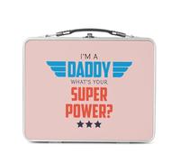 Fabulous Lunch Box Métal Argenté pour Sandwich et Snack - I'm a Daddy, what's your Super Power? - Boîte à Goûter Aluminium Gamelle Rigide Style Rétro Imprimée en France