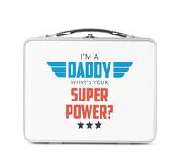 Fabulous Lunch Box Métal Argenté pour Sandwich et Snack - I'm a Daddy, what's your Super Power? - Boîte à Goûter Aluminium Gamelle Rigide Style Rétro Imprimée en France