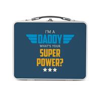 Fabulous Lunch Box Métal Argenté pour Sandwich et Snack - I'm a Daddy, what's your Super Power? - Boîte à Goûter Aluminium Gamelle Rigide Style Rétro Imprimée en France
