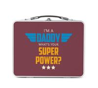 Fabulous Lunch Box Métal Argenté pour Sandwich et Snack - I'm a Daddy, what's your Super Power? - Boîte à Goûter Aluminium Gamelle Rigide Style Rétro Imprimée en France