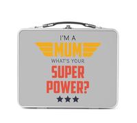 Fabulous Lunch Box Métal Argenté pour Sandwich et Snack - I'm a Mom, what's your Super Power? - Boîte à Goûter Aluminium Gamelle Rigide Style Rétro Imprimée en France