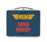 Fabulous Lunch Box Métal Argenté pour Sandwich et Snack - I'm a Mom, what's your Super Power? - Boîte à Goûter Aluminium Gamelle Rigide Style Rétro Imprimée en France