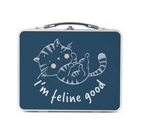 Fabulous Lunch Box Métal Argenté pour Sandwich et Snack - I'm Feline Good Chat Animaux de Compagnie Dessin - Boîte à Goûter Aluminium Gamelle Rigide Style Rétro Imprimée en France