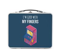 Fabulous Lunch Box Métal Argenté pour Sandwich et Snack - I'm Good with my Fingers Jeux Video Game Retro Gaming - Boîte à Goûter Aluminium Gamelle Rigide Style Rétro Imprimée en France