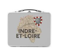 Fabulous Lunch Box Métal Argenté pour Sandwich et Snack - Indre et Loire 37 Departement Tours Carte Ancienne Centre - Boîte à Goûter Aluminium Gamelle Rigide Style Rétro Imprimée en France