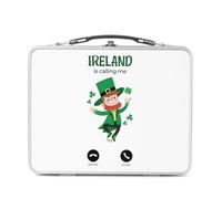 Fabulous Lunch Box Métal Argenté pour Sandwich et Snack - Ireland Is Calling Me Leprechaun Clover Myth - Boîte à Goûter Aluminium Gamelle Rigide Style Rétro Imprimée en France