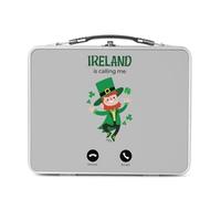 Fabulous Lunch Box Métal Argenté pour Sandwich et Snack - Ireland Is Calling Me Leprechaun Clover Myth - Boîte à Goûter Aluminium Gamelle Rigide Style Rétro Imprimée en France