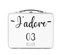 Fabulous Lunch Box Métal Argenté pour Sandwich et Snack - J'Adore 03 Allier Departement France Region - Boîte à Goûter Aluminium Gamelle Rigide Style Rétro Imprimée en France