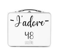 Fabulous Lunch Box Métal Argenté pour Sandwich et Snack - J'Adore 48 Lozere Departement France Region Mende - Boîte à Goûter Aluminium Gamelle Rigide Style Rétro Imprimée en France