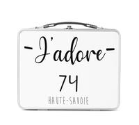 Fabulous Lunch Box Métal Argenté pour Sandwich et Snack - J'Adore 74 Haute Savoie Departement France Region Annecy - Boîte à Goûter Aluminium Gamelle Rigide Style Rétro Imprimée en France