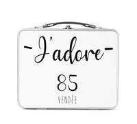 Fabulous Lunch Box Métal Argenté pour Sandwich et Snack - J'Adore 85 Vendee Departement France Region - Boîte à Goûter Aluminium Gamelle Rigide Style Rétro Imprimée en France