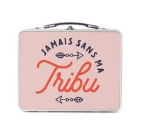 Fabulous Lunch Box Métal Argenté pour Sandwich et Snack - Jamais sans ma Tribu Famille Humour - Boîte à Goûter Aluminium Gamelle Rigide Style Rétro Imprimée en France