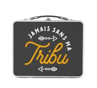 Fabulous Lunch Box Métal Argenté pour Sandwich et Snack - Jamais sans ma Tribu Famille Humour - Boîte à Goûter Aluminium Gamelle Rigide Style Rétro Imprimée en France