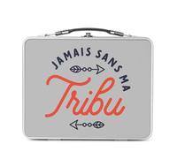 Fabulous Lunch Box Métal Argenté pour Sandwich et Snack - Jamais sans ma Tribu Famille Humour - Boîte à Goûter Aluminium Gamelle Rigide Style Rétro Imprimée en France