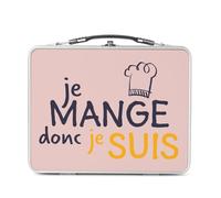Fabulous Lunch Box Métal Argenté pour Sandwich et Snack - Je Mange donc je Suis Humour Jeu de Mot Philosophie - Boîte à Goûter Aluminium Gamelle Rigide Style Rétro Imprimée en France