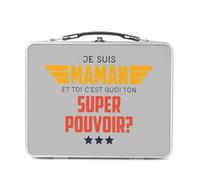 Fabulous Lunch Box Métal Argenté pour Sandwich et Snack - Je suis Maman, et toi c'est quoi ton Super Pouvoir ? - Boîte à Goûter Aluminium Gamelle Rigide Style Rétro Imprimée en France