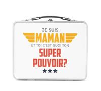 Fabulous Lunch Box Métal Argenté pour Sandwich et Snack - Je suis Maman, et toi c'est quoi ton Super Pouvoir ? - Boîte à Goûter Aluminium Gamelle Rigide Style Rétro Imprimée en France