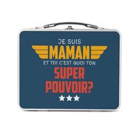 Fabulous Lunch Box Métal Argenté pour Sandwich et Snack - Je suis Maman, et toi c'est quoi ton Super Pouvoir ? - Boîte à Goûter Aluminium Gamelle Rigide Style Rétro Imprimée en France