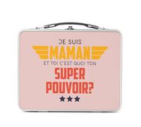 Fabulous Lunch Box Métal Argenté pour Sandwich et Snack - Je suis Maman, et toi c'est quoi ton Super Pouvoir ? - Boîte à Goûter Aluminium Gamelle Rigide Style Rétro Imprimée en France