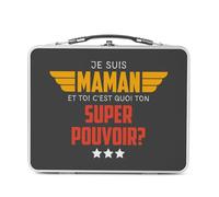 Fabulous Lunch Box Métal Argenté pour Sandwich et Snack - Je suis Maman, et toi c'est quoi ton Super Pouvoir ? - Boîte à Goûter Aluminium Gamelle Rigide Style Rétro Imprimée en France