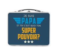 Fabulous Lunch Box Métal Argenté pour Sandwich et Snack - Je suis Papa, et toi c'est quoi ton Super Pouvoir ? - Boîte à Goûter Aluminium Gamelle Rigide Style Rétro Imprimée en France