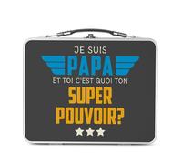Fabulous Lunch Box Métal Argenté pour Sandwich et Snack - Je suis Papa, et toi c'est quoi ton Super Pouvoir ? - Boîte à Goûter Aluminium Gamelle Rigide Style Rétro Imprimée en France