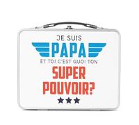Fabulous Lunch Box Métal Argenté pour Sandwich et Snack - Je suis Papa, et toi c'est quoi ton Super Pouvoir ? - Boîte à Goûter Aluminium Gamelle Rigide Style Rétro Imprimée en France