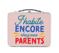 Fabulous Lunch Box Métal Argenté pour Sandwich et Snack - J'habite Encore Chez Mes Parents Humour Blague Enfant - Boîte à Goûter Aluminium Gamelle Rigide Style Rétro Imprimée en France