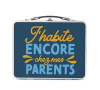 Fabulous Lunch Box Métal Argenté pour Sandwich et Snack - J'habite Encore Chez Mes Parents Humour Blague Enfant - Boîte à Goûter Aluminium Gamelle Rigide Style Rétro Imprimée en France