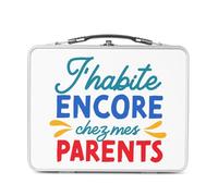 Fabulous Lunch Box Métal Argenté pour Sandwich et Snack - J'habite Encore Chez Mes Parents Humour Blague Enfant - Boîte à Goûter Aluminium Gamelle Rigide Style Rétro Imprimée en France