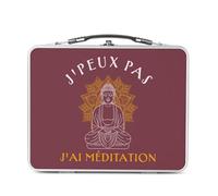 Fabulous Lunch Box Métal Argenté pour Sandwich et Snack - J'Peux Pas J'ai Méditation Yoga Bien Etre Buddha - Boîte à Goûter Aluminium Gamelle Rigide Style Rétro Imprimée en France