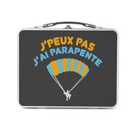 Fabulous Lunch Box Métal Argenté pour Sandwich et Snack - J'Peux Pas J'ai Parapente Nature Vol Outdoor - Boîte à Goûter Aluminium Gamelle Rigide Style Rétro Imprimée en France