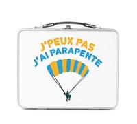 Fabulous Lunch Box Métal Argenté pour Sandwich et Snack - J'Peux Pas J'ai Parapente Nature Vol Outdoor - Boîte à Goûter Aluminium Gamelle Rigide Style Rétro Imprimée en France