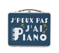 Fabulous Lunch Box Métal Argenté pour Sandwich et Snack - J'Peux Pas J'ai Piano Instrument Musique Chopin - Boîte à Goûter Aluminium Gamelle Rigide Style Rétro Imprimée en France