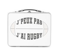 Fabulous Lunch Box Métal Argenté pour Sandwich et Snack - J'Peux Pas J'ai Rugby - Boîte à Goûter Aluminium Gamelle Rigide Style Rétro Imprimée en France