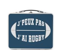 Fabulous Lunch Box Métal Argenté pour Sandwich et Snack - J'Peux Pas J'ai Rugby - Boîte à Goûter Aluminium Gamelle Rigide Style Rétro Imprimée en France