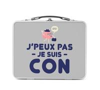 Fabulous Lunch Box Métal Argenté pour Sandwich et Snack - J'Peux Pas Je Suis Con Ami Pote Humour Blague - Boîte à Goûter Aluminium Gamelle Rigide Style Rétro Imprimée en France