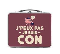 Fabulous Lunch Box Métal Argenté pour Sandwich et Snack - J'Peux Pas Je Suis Con Ami Pote Humour Blague - Boîte à Goûter Aluminium Gamelle Rigide Style Rétro Imprimée en France