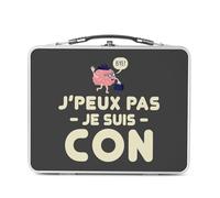 Fabulous Lunch Box Métal Argenté pour Sandwich et Snack - J'Peux Pas Je Suis Con Ami Pote Humour Blague - Boîte à Goûter Aluminium Gamelle Rigide Style Rétro Imprimée en France
