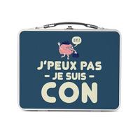 Fabulous Lunch Box Métal Argenté pour Sandwich et Snack - J'Peux Pas Je Suis Con Ami Pote Humour Blague - Boîte à Goûter Aluminium Gamelle Rigide Style Rétro Imprimée en France